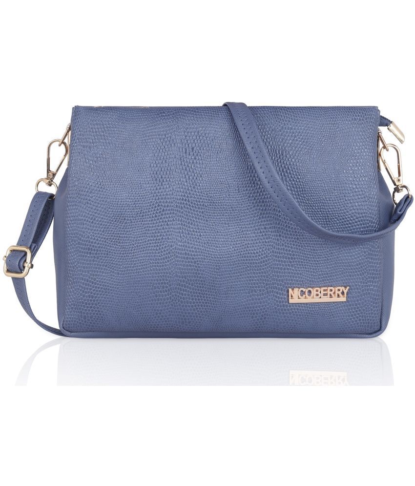     			Nicoberry - Blue PU Sling Bag