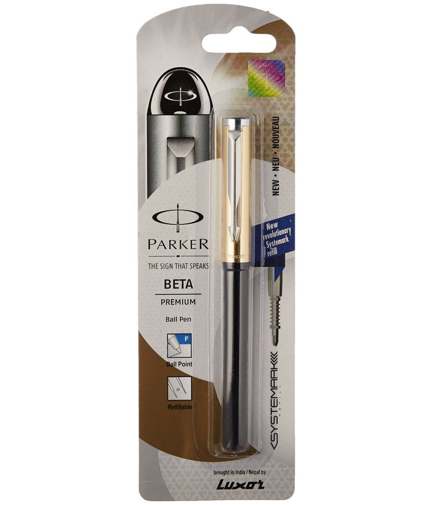     			Parker Beta Chrome Trim Ball Pen With New Systemark Refill (Gold), Pack Of 10