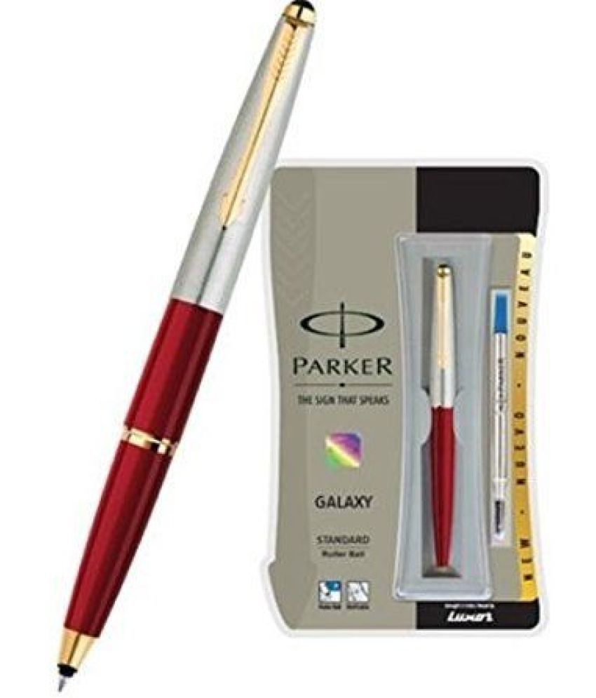     			Parker Galaxy Std Gold Trim Roller Ball Pen (Red Body), Pack Of 4
