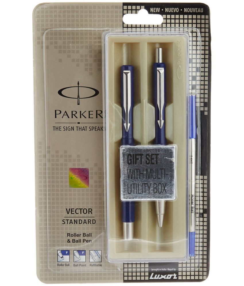     			Parker Vector Standard Roller Ball Pen and Ball Pen - Blue Body, Pack of 3