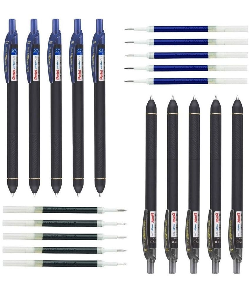     			Pentel EnerGel Click 0.7mm Metal Tip (EnerGel Click Pen Blue 5, Black 5 & LR7 Refill Blue 5, Black 5)
