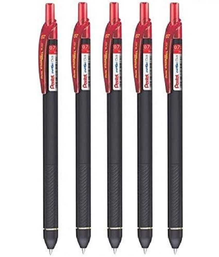     			Pentel Energel Click Roller Gel Pen  (Red, 10 Pcs)