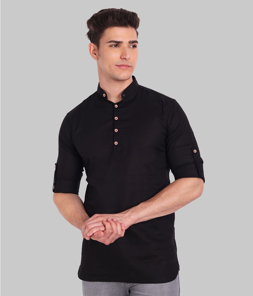     			Vida Loca - Black Cotton Men's Shirt Style Kurta ( Pack of 1 )