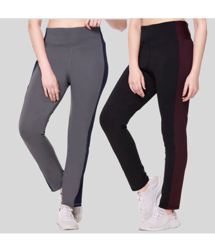     			White Moon - Multi Polyester Women's Running Trackpants ( Pack of 2 )