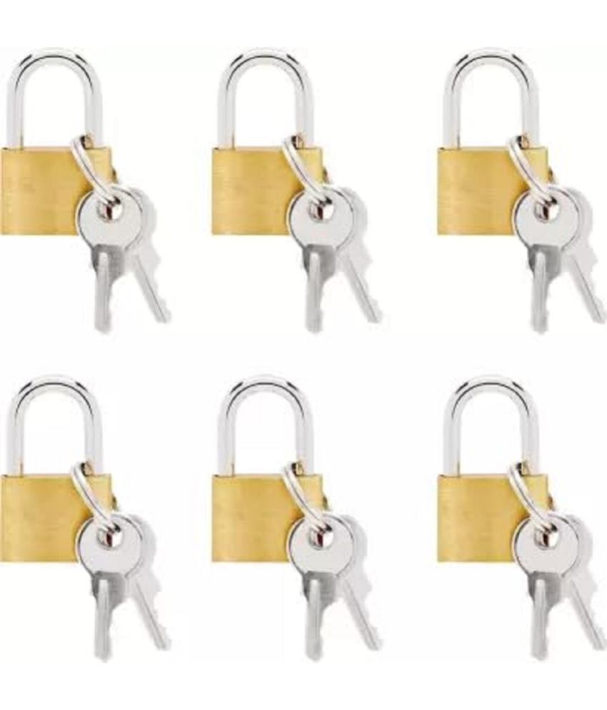     			ZMS Marketing Solid Imitation 20 mm Copper Mini Lock with 2 Additional Keys - 6 Pcs Lock (Golden)