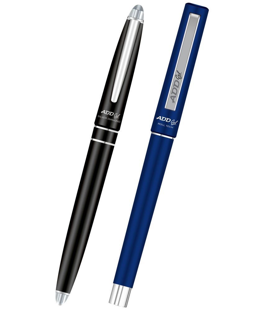     			ADD GEL Combo Offer Pack of 2 Pen - Sliver Diamond - Roll tech Gel Roller Pen - Blue Set of 3