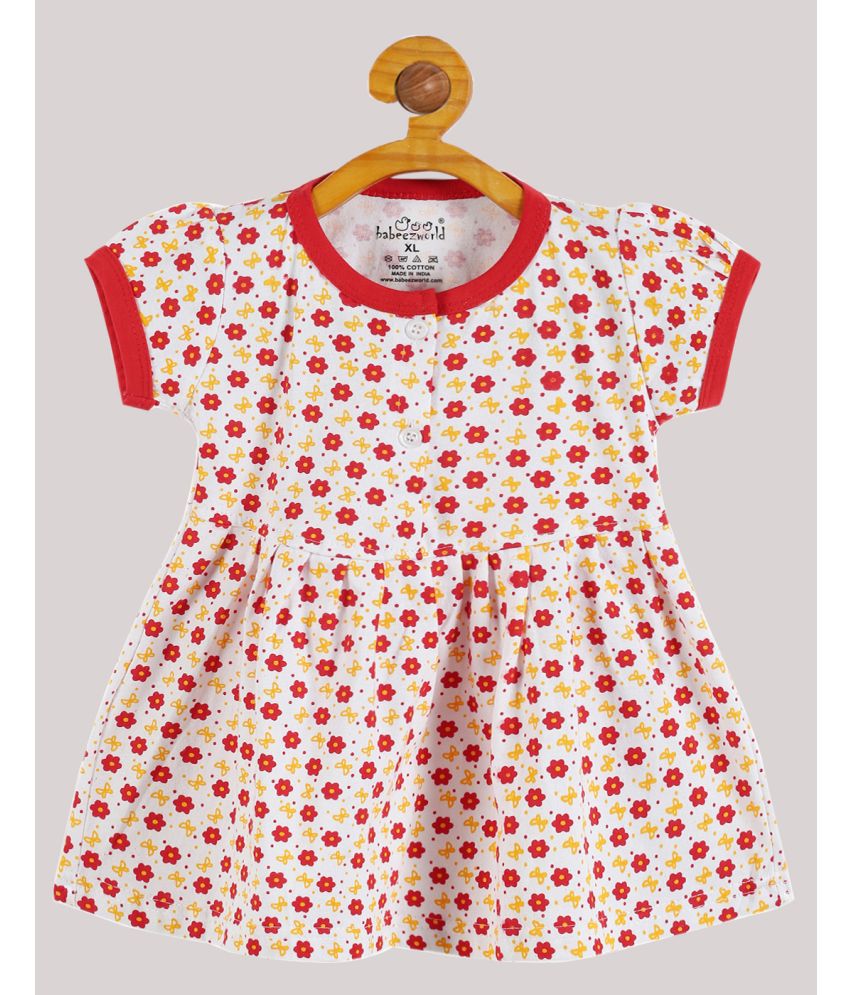     			Babeezworld - Red Cotton Baby Girl Dress ( Pack of 1 )