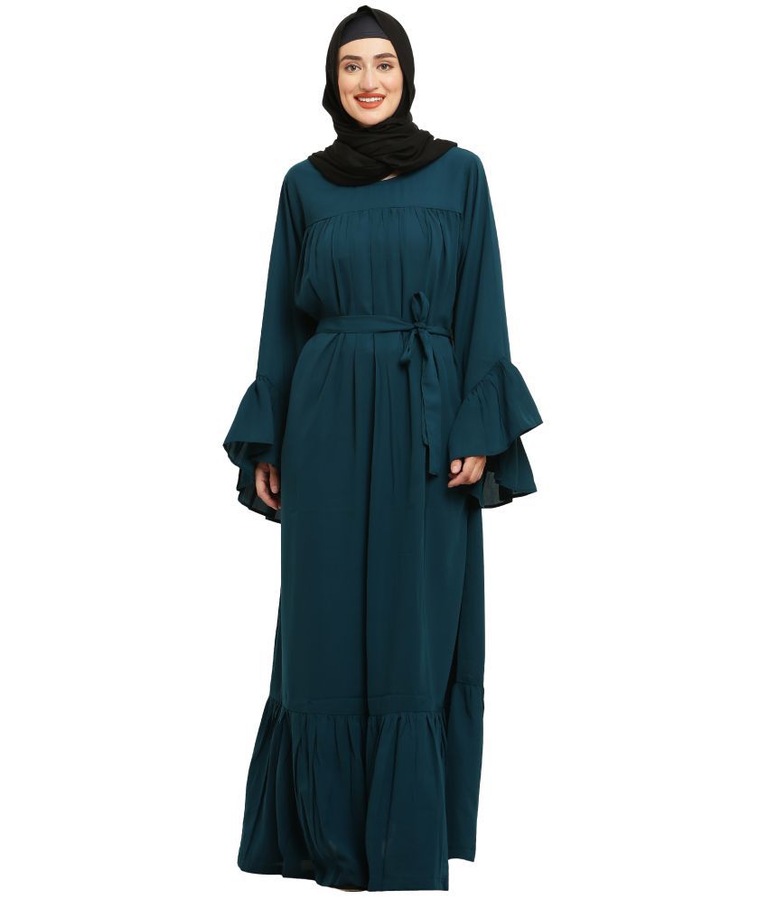     			Burbi Green Polyester Stitched Burqas without Hijab - Single