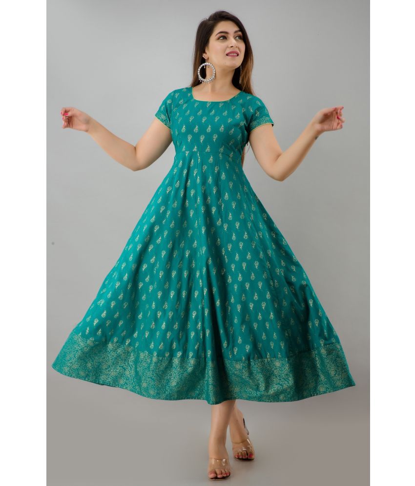     			FabbibaPrints - Green Rayon Women's Fit & Flare Dress ( Pack of 1 )