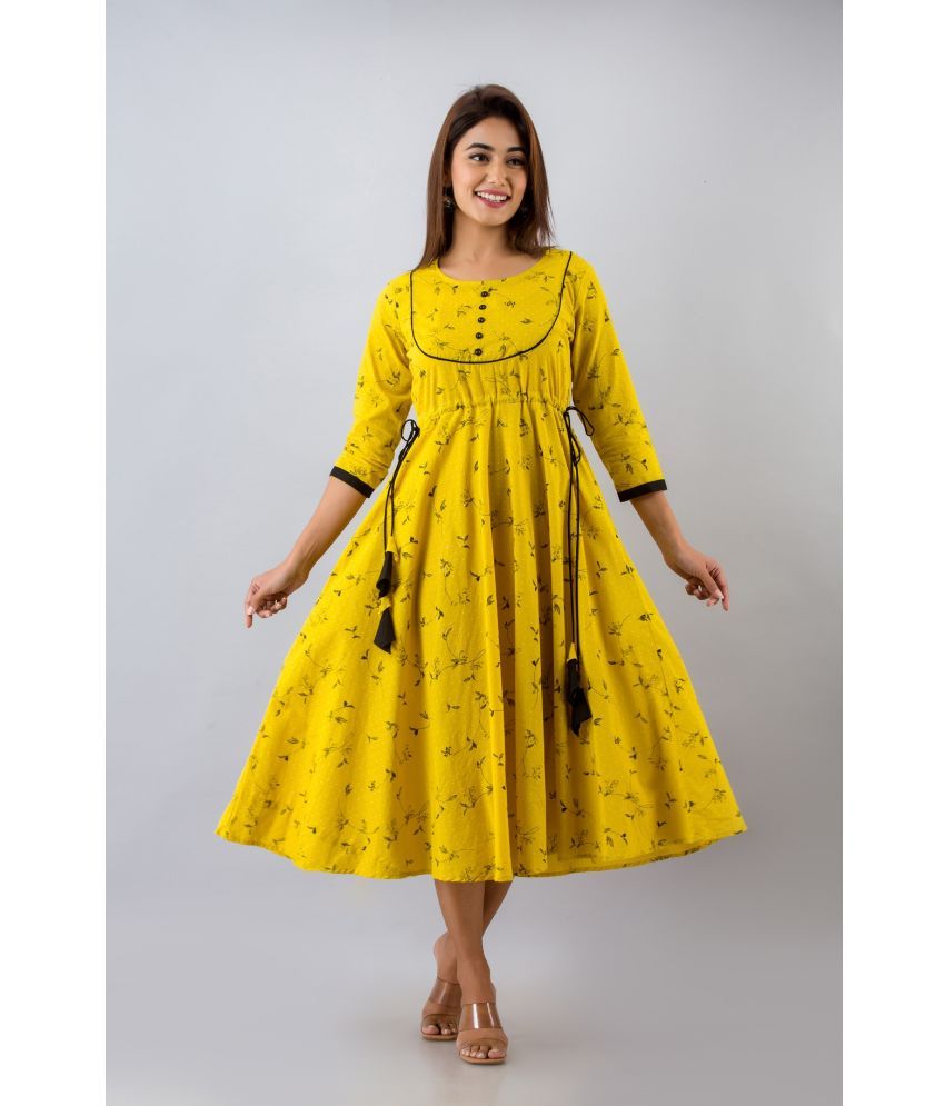     			FabbibaPrints - Yellow Rayon Women's Anarkali Kurti ( Pack of 1 )