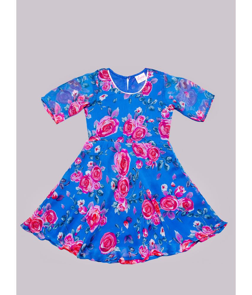     			Laadan - Blue Cotton Girls A-line Dress ( Pack of 1 )