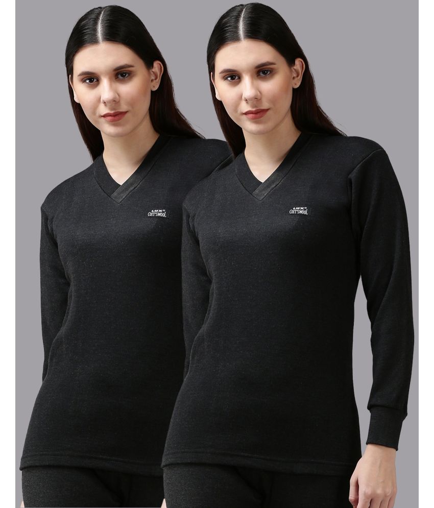     			Lux Cottswool Cotton Blend Thermal Tops - Black Pack of 1