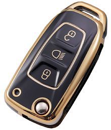 TANTRA TPU Car Key Cover for Tata Nexon | Altroz | Punch | Harrier | Tiago | Safari | Tigor 3 Button Flip Key Cover (Black)