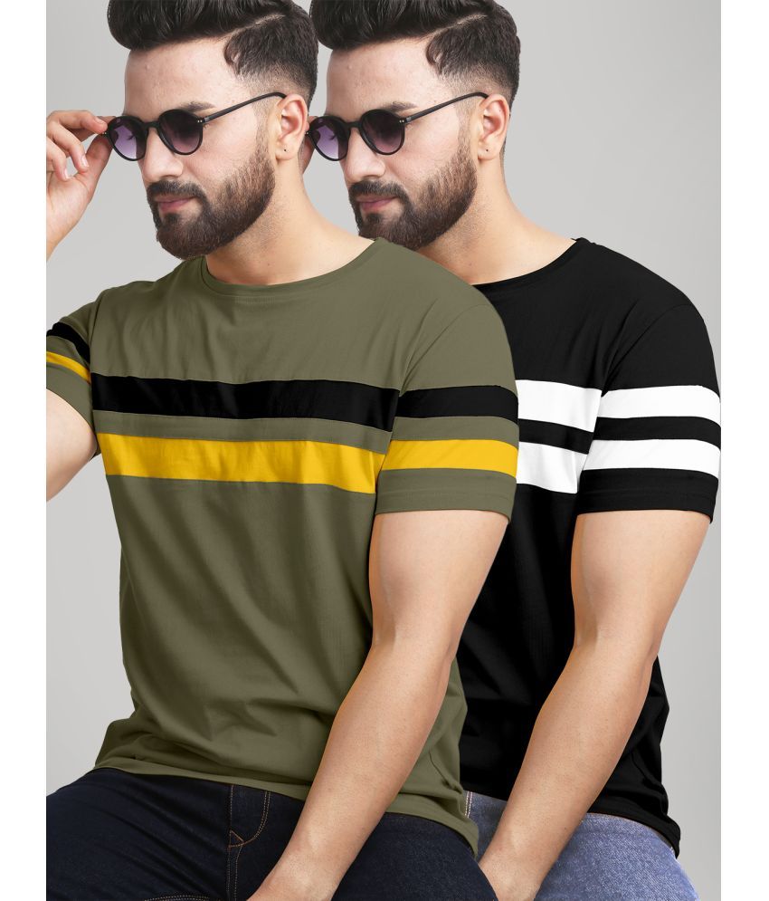     			AUSK Pack of 2 Cotton Blend Regular Fit Men's T-Shirt ( Black )