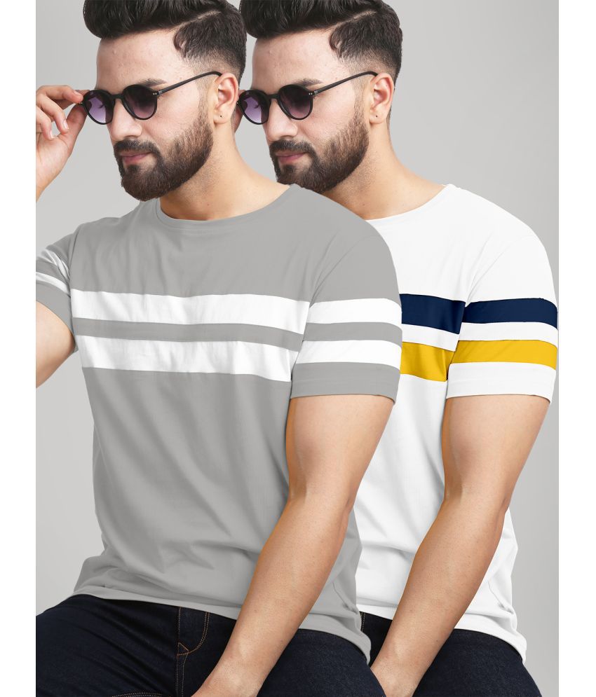     			AUSK - Grey Cotton Blend Regular Fit Men's T-Shirt ( Pack of 2 )