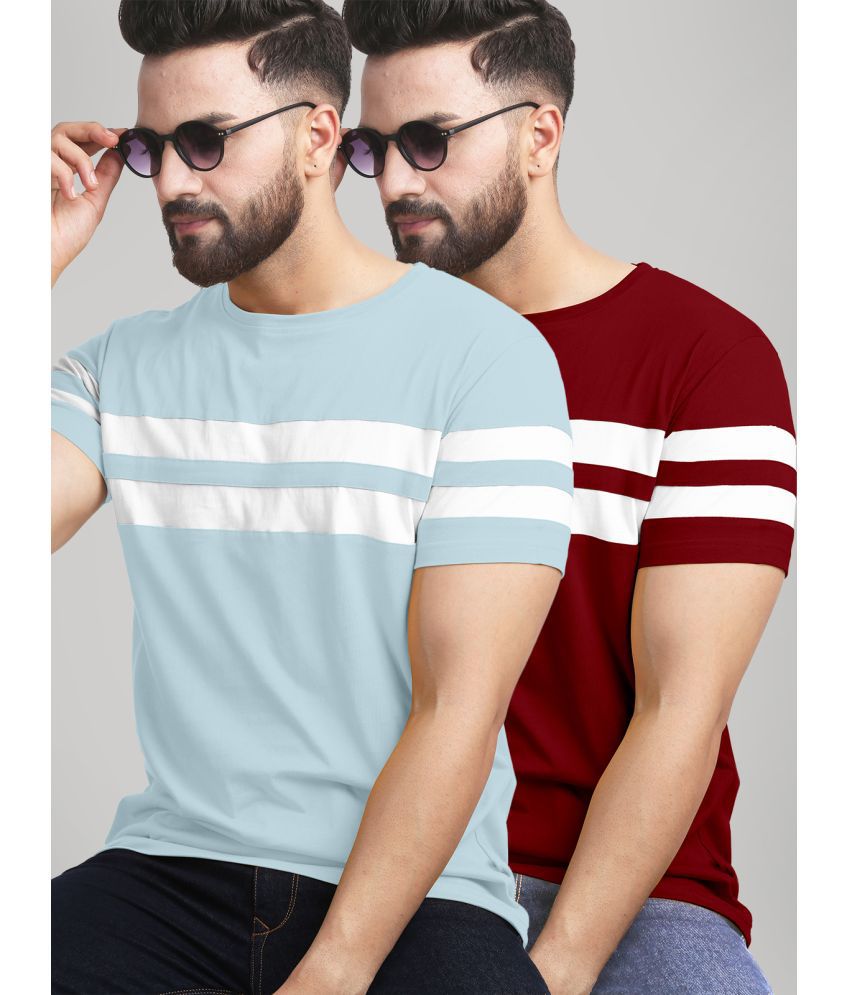     			AUSK - Maroon Cotton Blend Regular Fit Men's T-Shirt ( Pack of 2 )