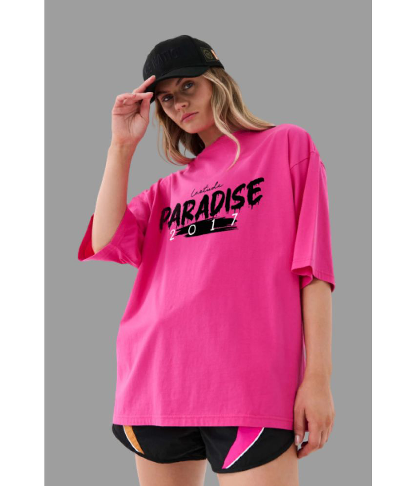     			Leotude - Pink Cotton Blend Oversized Women's T-Shirt ( Pack of 1 )