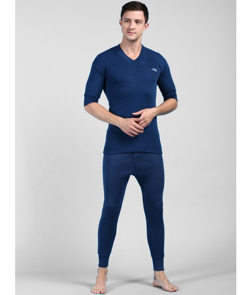     			Pack of 1 Lux Cottswool - Blue Cotton Blend Men's Thermal Sets