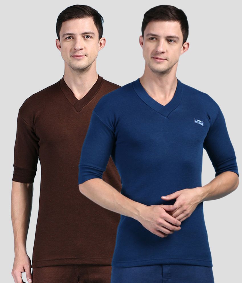     			Lux Cottswool Pack of 2 Cotton Blend Thermal Tops For Men's ( Blue )