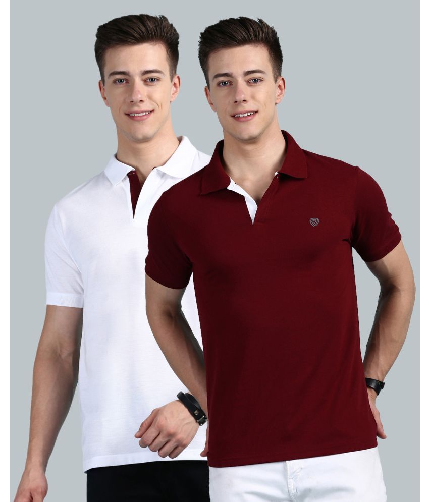     			Lux Cozi Cotton Regular Fit Solid Half Sleeves Men's Polo T Shirt - White ( Pack of 2 )