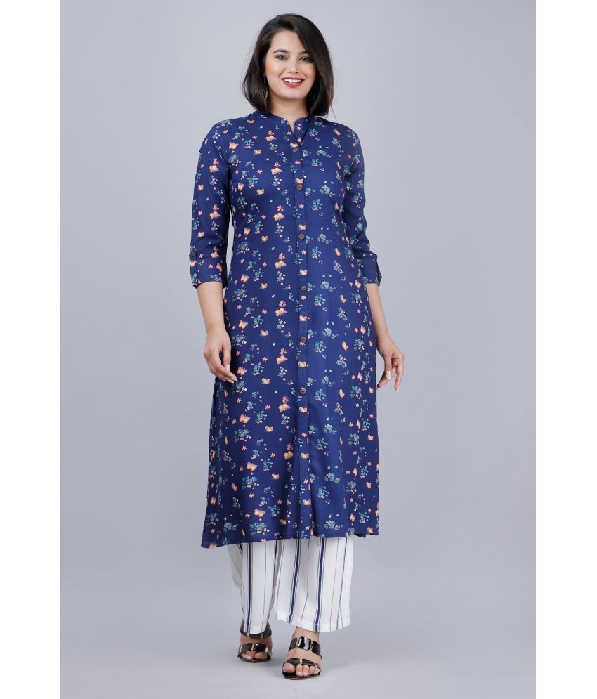     			MAUKA - Blue A-line Rayon Women's Stitched Salwar Suit ( Pack of 1 )