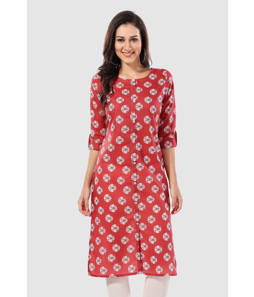     			Meher Impex - Rust Cotton Women's Straight Kurti ( Pack of 1 )