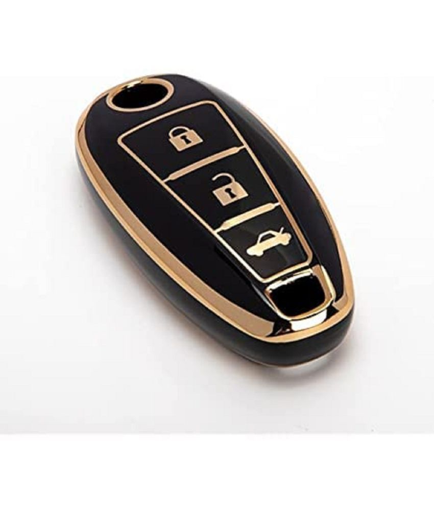     			TANTRA  TPU Car Key Cover Compatible for Maruti Suzuki Ignis | SCross | Ciaz | Vitara Brezza | Swift 3 Button Smart Key Cover (Black)