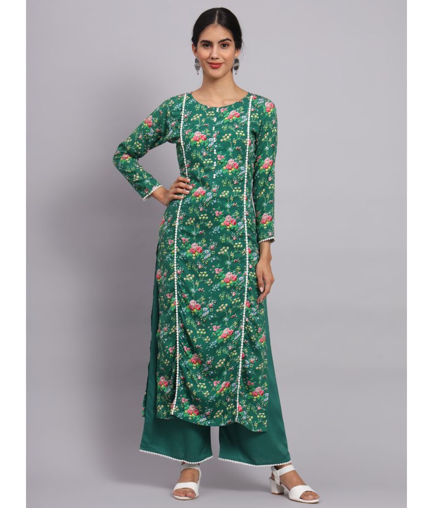     			Tissu - Dark Green Straight Rayon Women's Stitched Salwar Suit ( Pack of 1 )