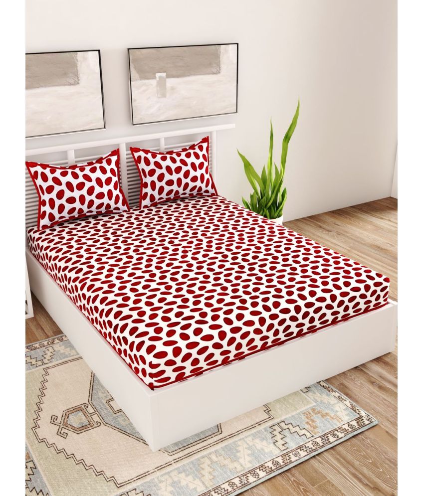     			Uniqchoice Cotton Abstract Printed Double Bedsheet with 2 Pillow Covers - Maroon