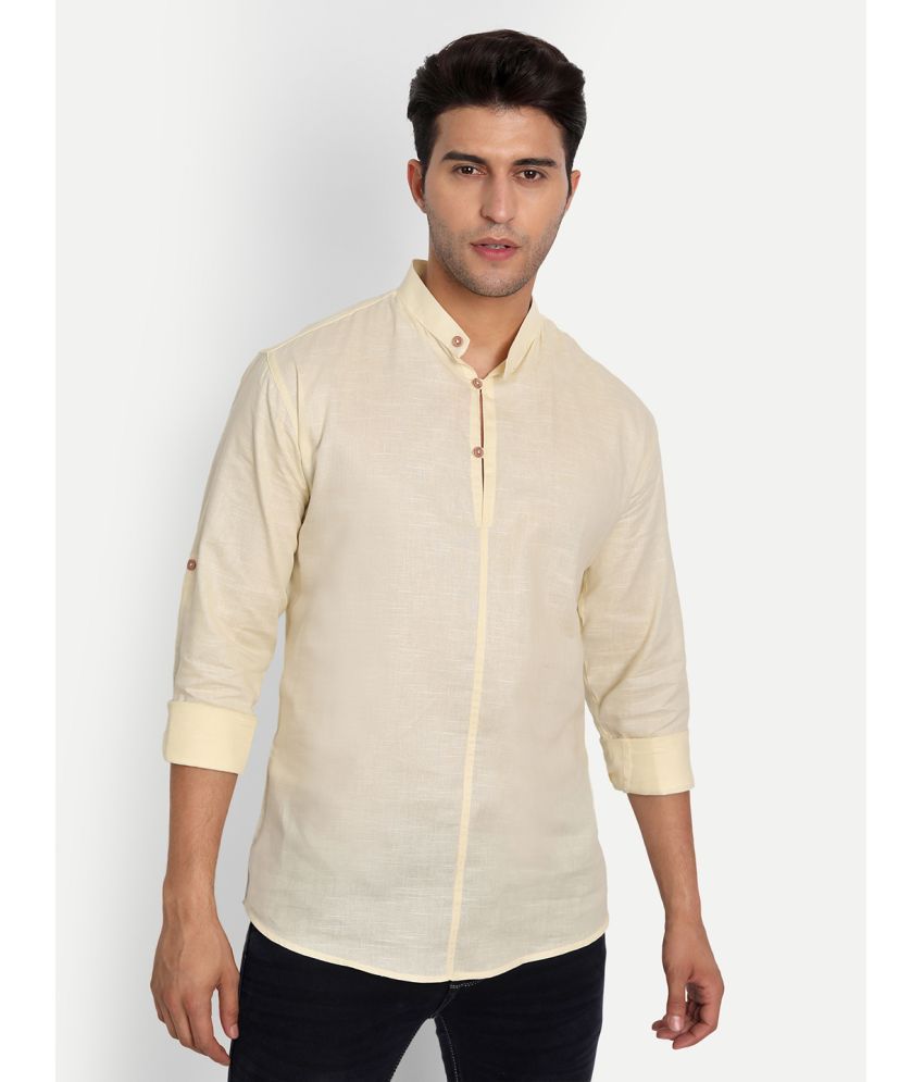     			Vida Loca - Beige Cotton Blend Men's Shirt Style Kurta ( Pack of 1 )