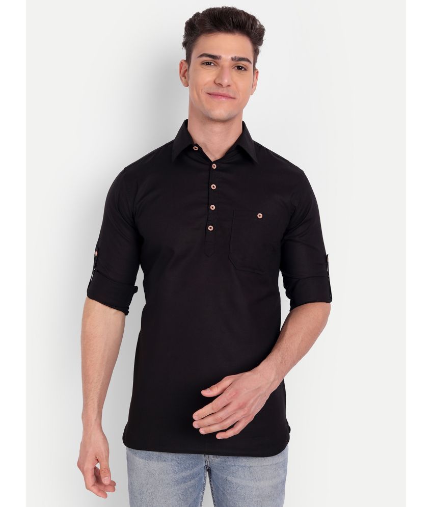     			Vida Loca - Black Cotton Blend Men's Shirt Style Kurta ( Pack of 1 )