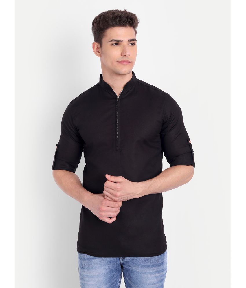     			Vida Loca - Black Cotton Blend Men's Shirt Style Kurta ( Pack of 1 )