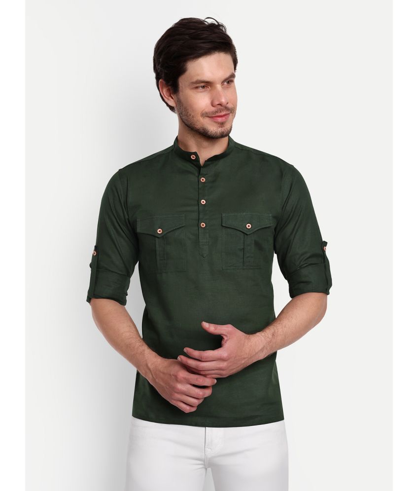     			Vida Loca - Green Cotton Blend Men's Shirt Style Kurta ( Pack of 1 )