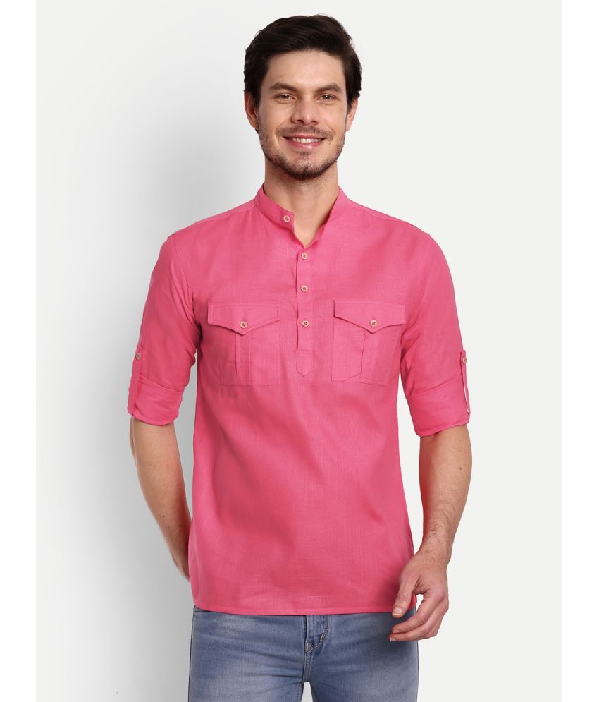     			Vida Loca - Pink Cotton Blend Men's Shirt Style Kurta ( Pack of 1 )