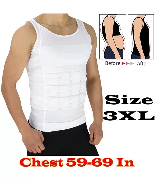 FF Men's Slimming Body Shaper Vest, Belly Underwear Shapewear Workout Tank  Top - White (3XL),Size 3XL