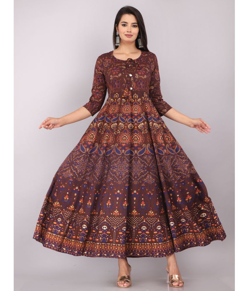     			ANNEIV - Coffee Rayon Women's Anarkali Kurti ( Pack of 1 )