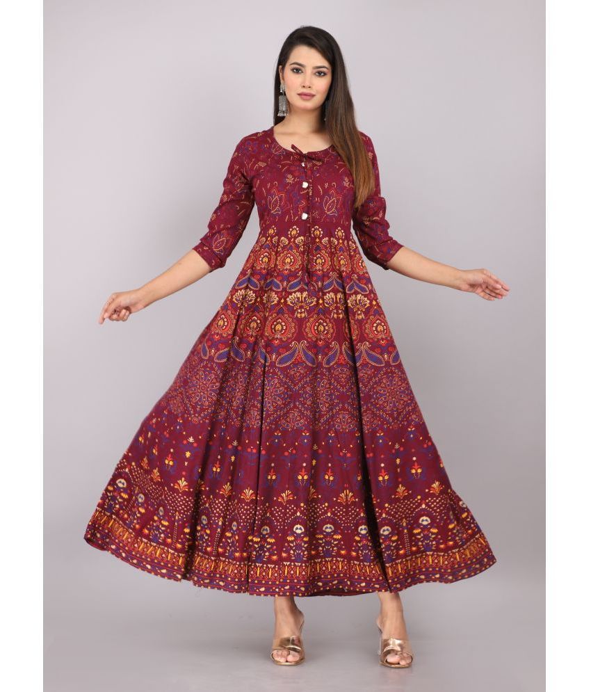     			ANNEIV - Wine Rayon Women's Anarkali Kurti ( Pack of 1 )