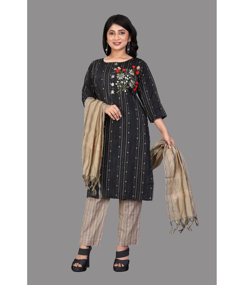     			Aika - Black Straight Cotton Women's Stitched Salwar Suit ( Pack of 1 )