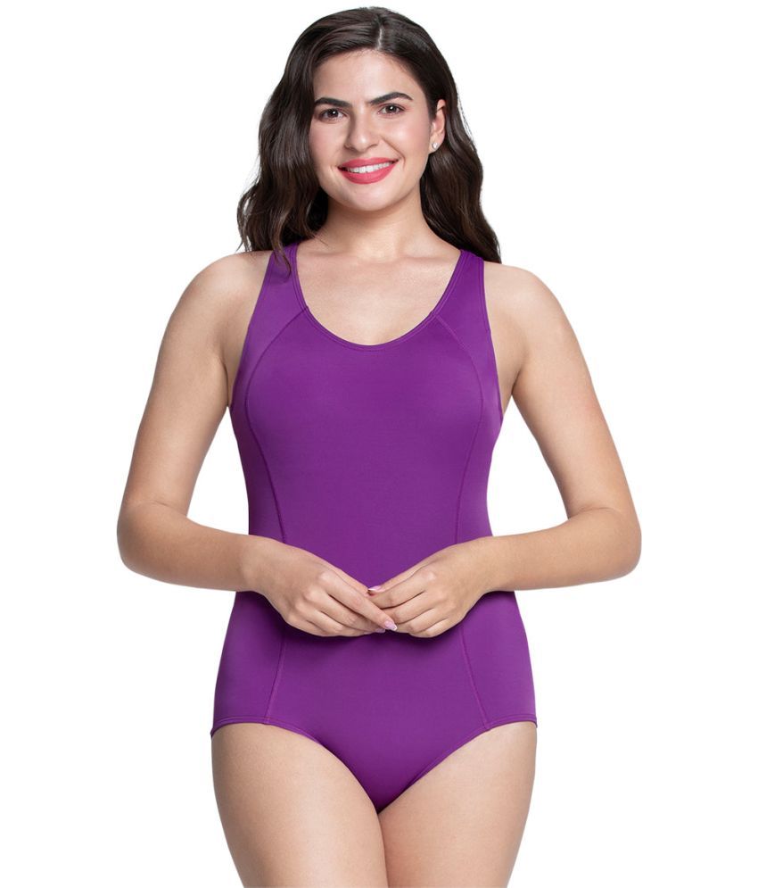     			Amante Nylon Purple One Piece Swimsuit without Skirt -