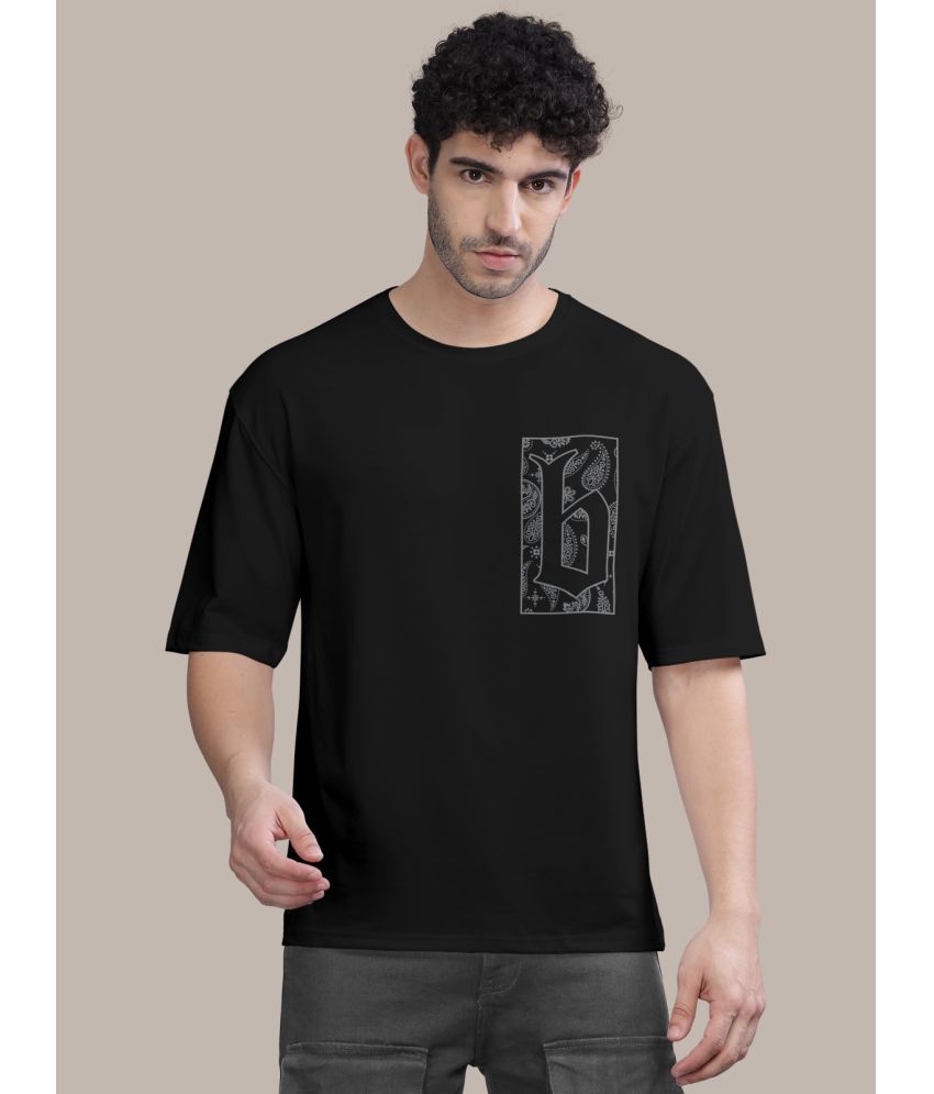     			BULLMER - Black Cotton Blend Oversized Fit Men's T-Shirt ( Pack of 1 )