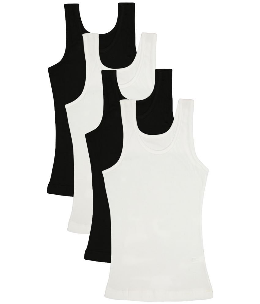     			Bodycare Girls Round Neck Sleeveless Vest Pack Of 4 - Black & White
