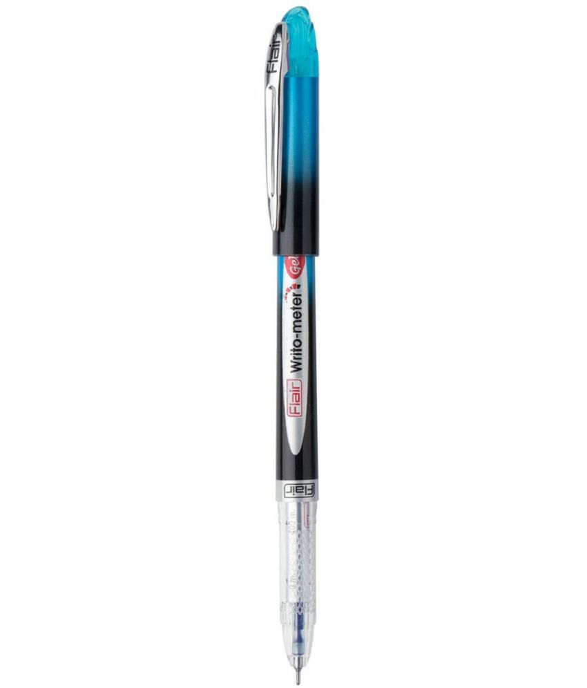     			FLAIR Writometer Gel Pen | 0.5 mm Tip Size | Smooth Ink Flow System With Comfortable Writing | Refillable Ball Pen With Stainless Steel Tip | Ideal for School, Collage & Office | Blue Ink, Pack Of 10