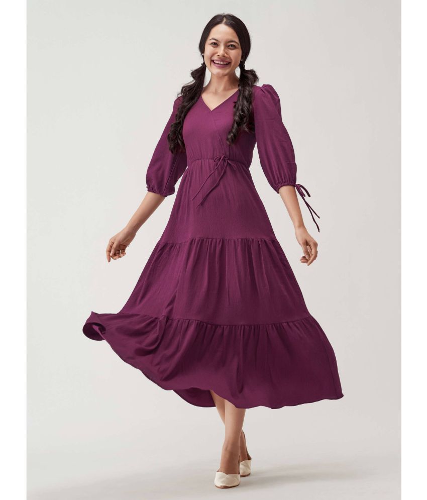     			Femvy - Magenta Rayon Women's Fit & Flare Dress ( Pack of 1 )