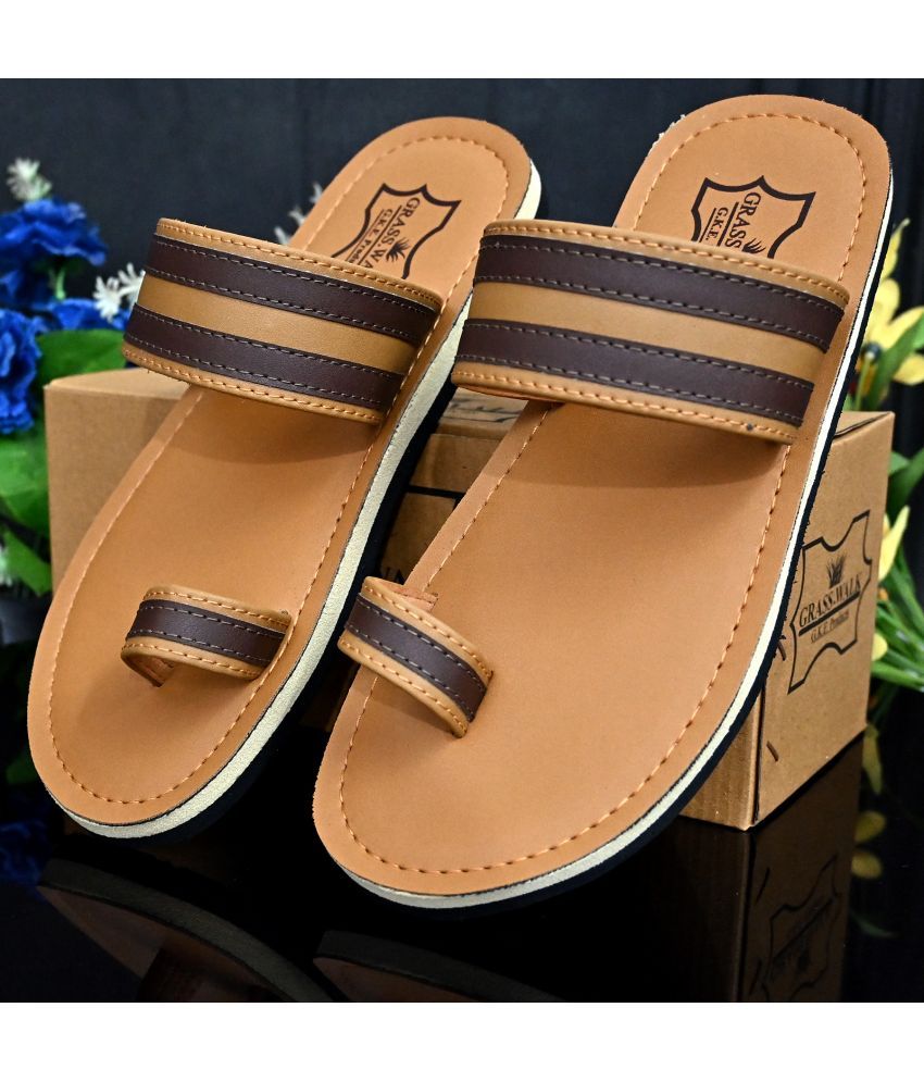     			GRASS WALK Brown Men's Leather Slipper