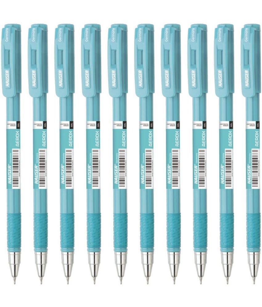     			Hauser Aerox Gel Pen Wallet Pack | Classy Looks Body, Waterproof Gel Ink | Low-Viscosity Ink For Smudge Free Writing | Comfortable Rubber Grip | Blue Ink, Pack of 20 Pens