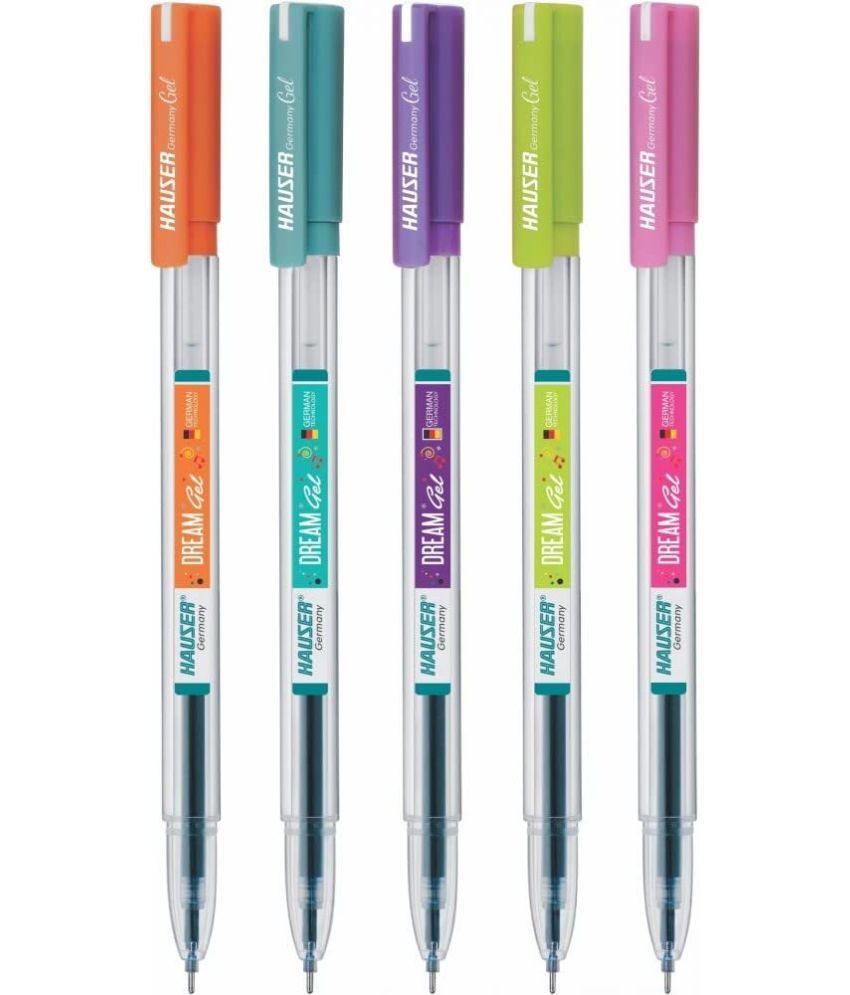     			Hauser Dream Gel Pen Jar Pack | 0.6 mm Tip Size | Low-Viscosity Ink & Smudge Free Writing | Comfortable Grip For Smooth Use | Blue Ink, Pack of 25 Pens