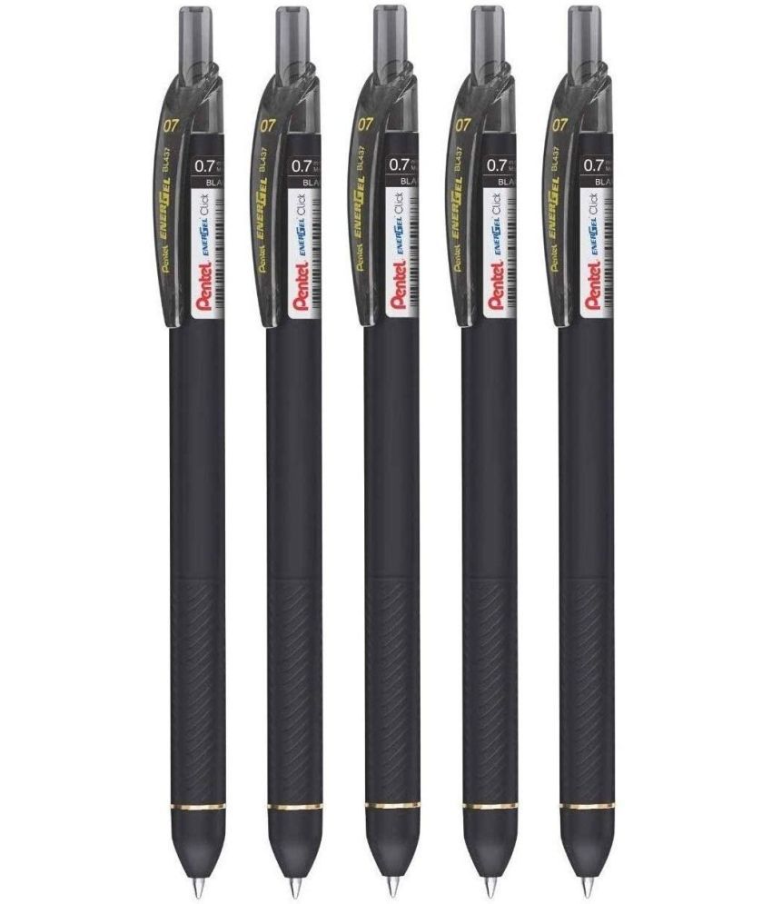     			Pentel Energel Click Roller Gel Pen By DTL Company (Black, 5 Pcs)