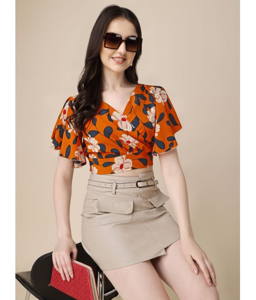     			Sheetal associates - Orange Crepe Women's Crop Top ( Pack of 1 )