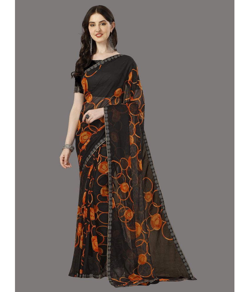     			Vichitro - Black Chiffon Saree With Blouse Piece ( Pack of 1 )