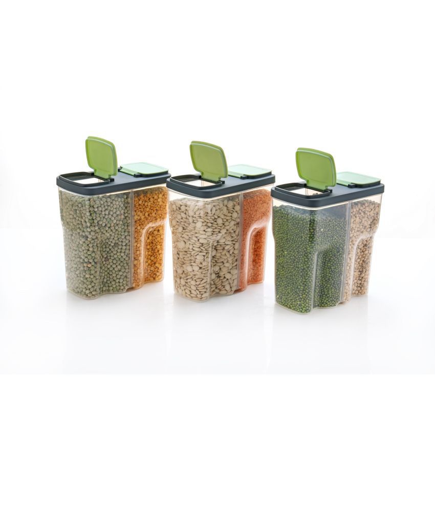     			iview kitchenware - Grocery/Food/Pasta Polyproplene Green Dal Container ( Set of 3 )
